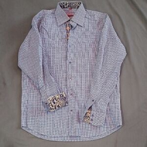 Elegant Men's Blue and White Checkered Shirt